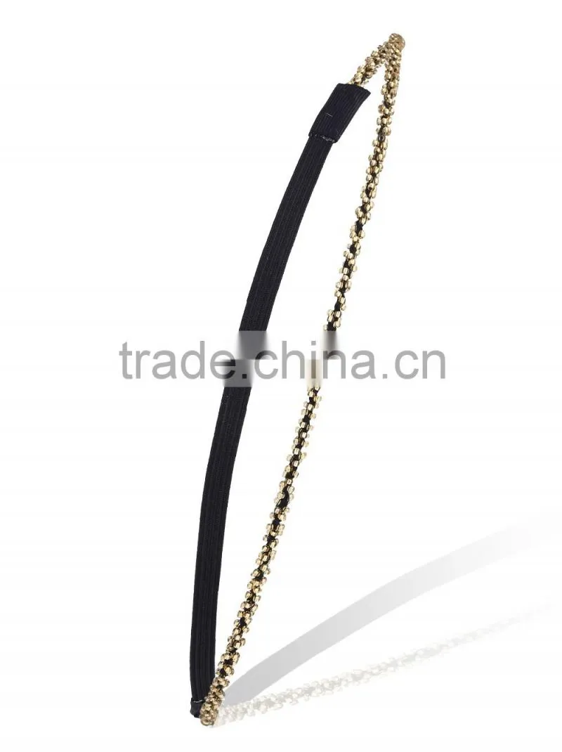 Womens Fashion Chain Jewelry Hollow Rose Flower Elastic Hair Band Headband