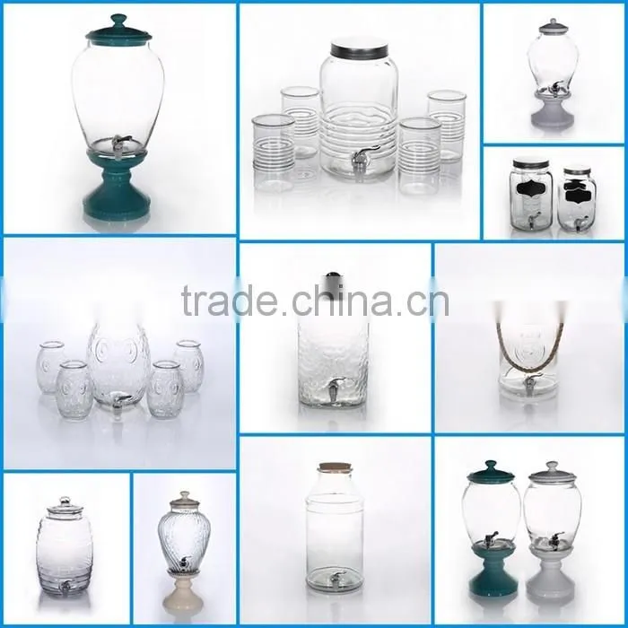 Hot Sale Handmade 11.5L Glass Juice Drink Dispenser Ceramic Stand Glass Dispenser For Beverage