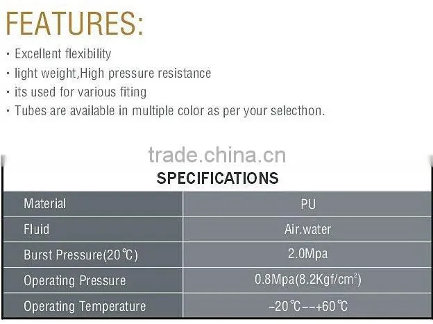 pneumatic PU Tubes with high quality,long lifespan