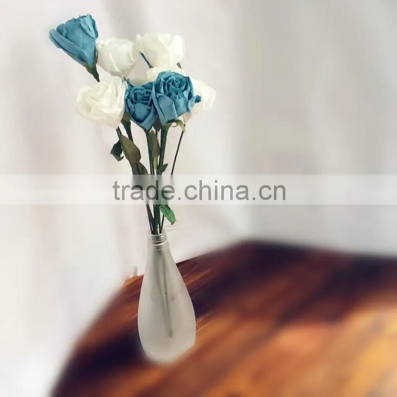 wedding decoration rose, blue & white crepe paper rose, party decoration rose