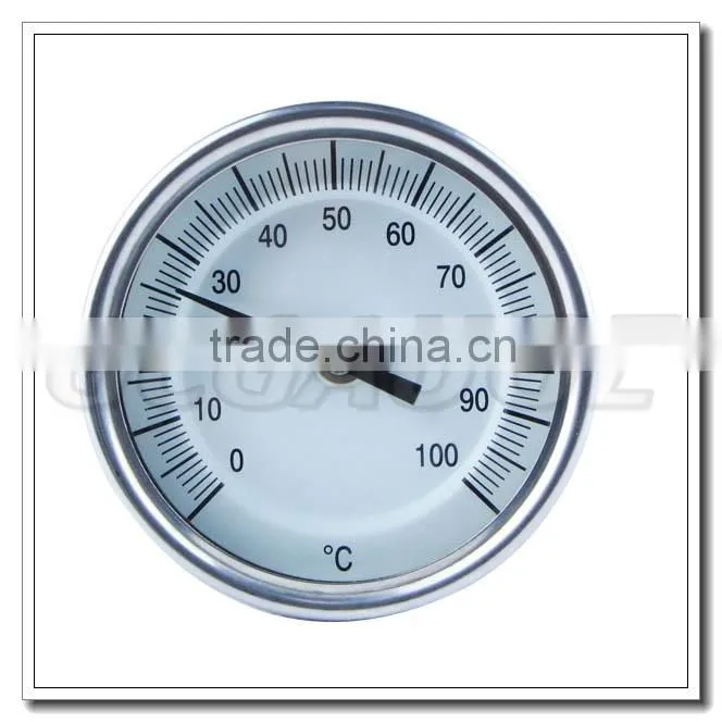 3Inch all stainless steel hermetically sealed external calibrator bimetal thermometer for outlet solar collector
