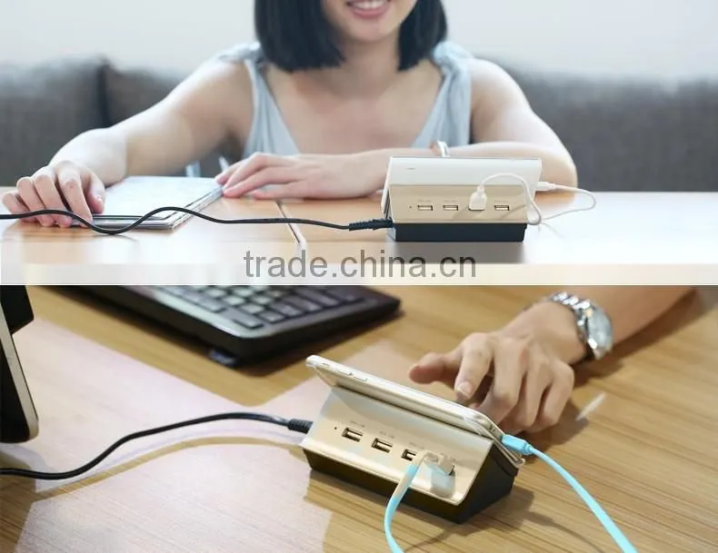 Original Remax EU Plug 4 Ports USB Goldhouse Hub Mobile Phone Charge Station Tablet Charger 4.2A Output