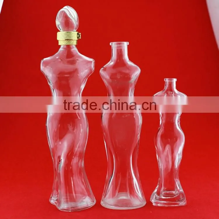 High quality perfume bottle woman shape white bottle frosted vodka bottle