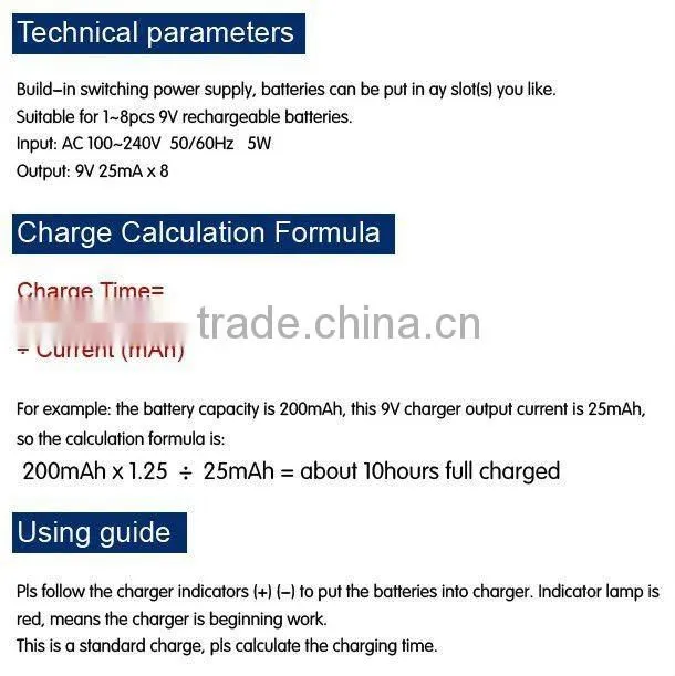 Intelligent Charger for 9V Rechargeable battery (PN-898)