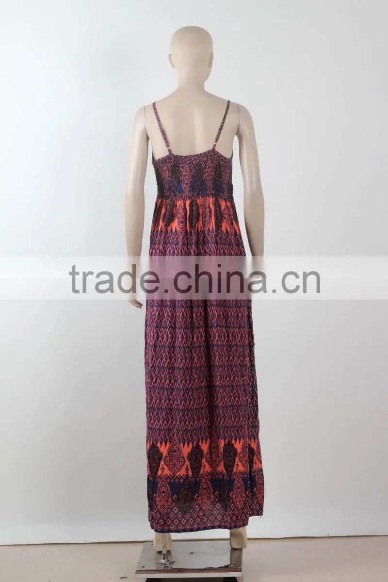 Wholesale Maxi Dress Sex 2016 New Fashion Design Printed Spaghetti Strap Maxi Dress