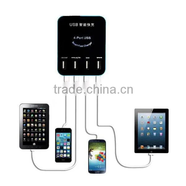 Plug-in type USB Charger adapter for Smart phones and Tablets- 4 USB Ports