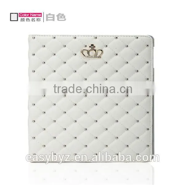for ipad 4/air/air 2/mini/mini 2 Quilted crown shape case, with a sleep function leather shell, for ipad case