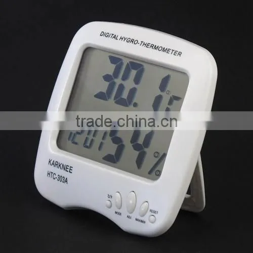 New Smart Large LCD Digital Hygro Thermometer Temperature Humidity Time MAX MIN Clock Calendar Alarm Meter BJ-303A Wholesale
