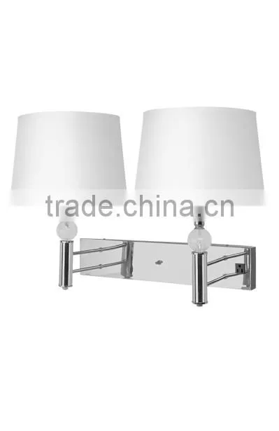 acrylic ball brushed nickel power outlet hotel wall lamp for USA Canada Mexico