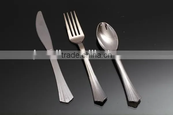 silver coated plastic disposable cutlery set
