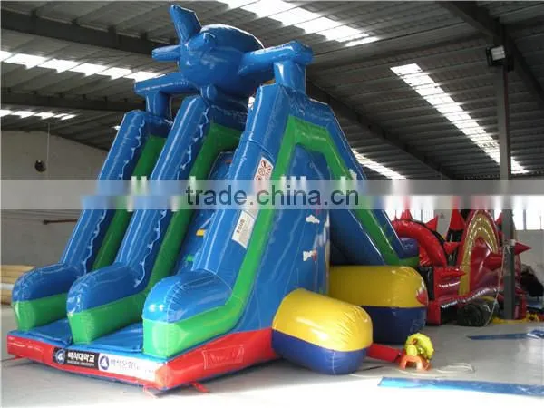 Inflatable bouncy castle with water slide