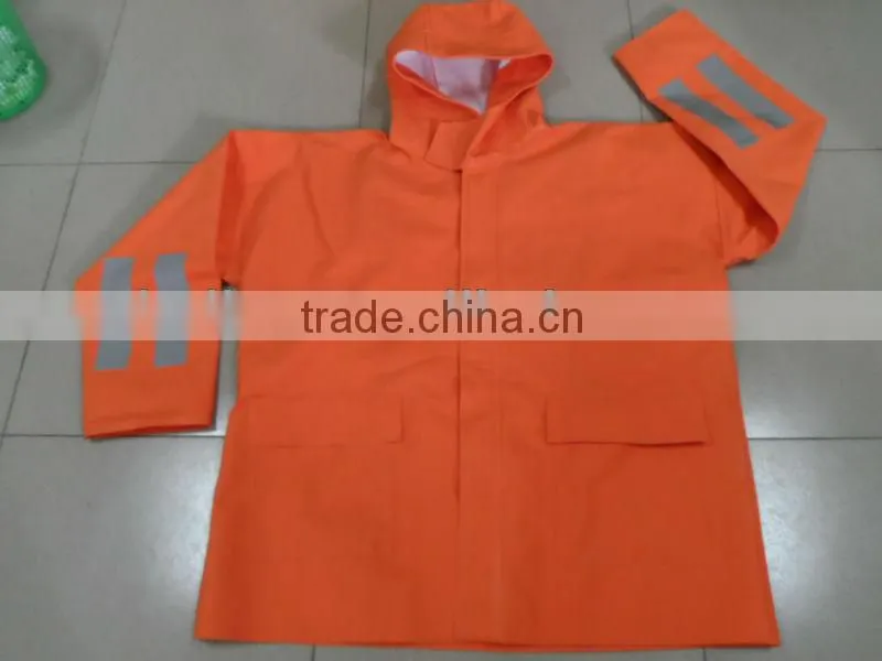 hi vis reflective fishing rainsuit, TC twill with PVC coating