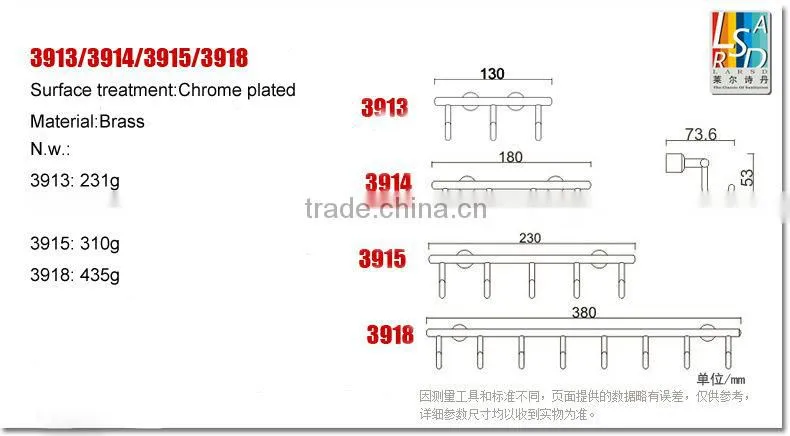 Bathroom chrome plated brass wall hooks
