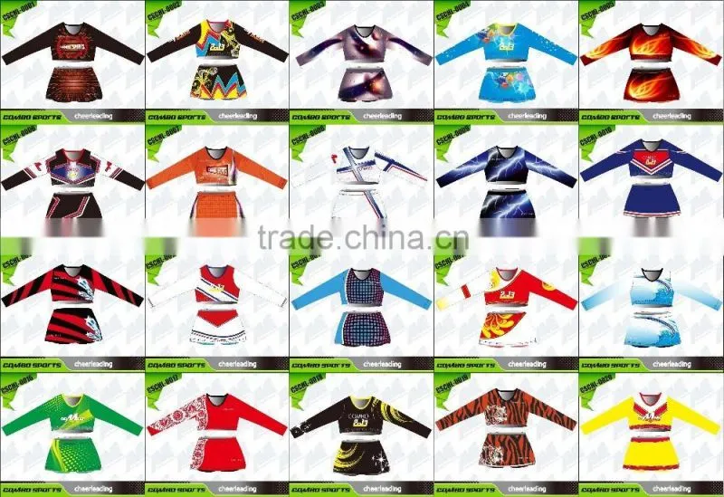 diferent type subliamtion wholesale spandex cheerleading uniforms