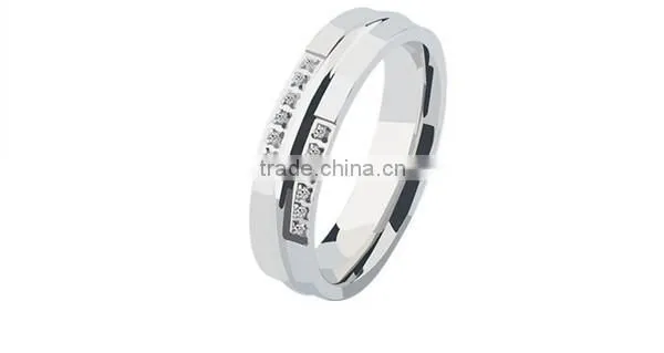 Eternity Style zircon casting stering silver charm 316l stainless steel wedding band ring for lovers