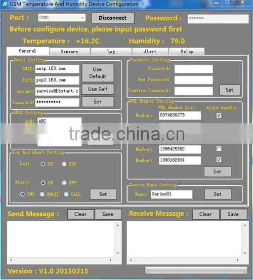 Backup battery operated GSM temperature and humidity alarm controller