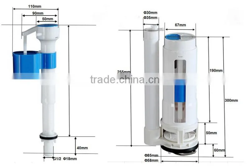Exporting push button flush valve for western toilet