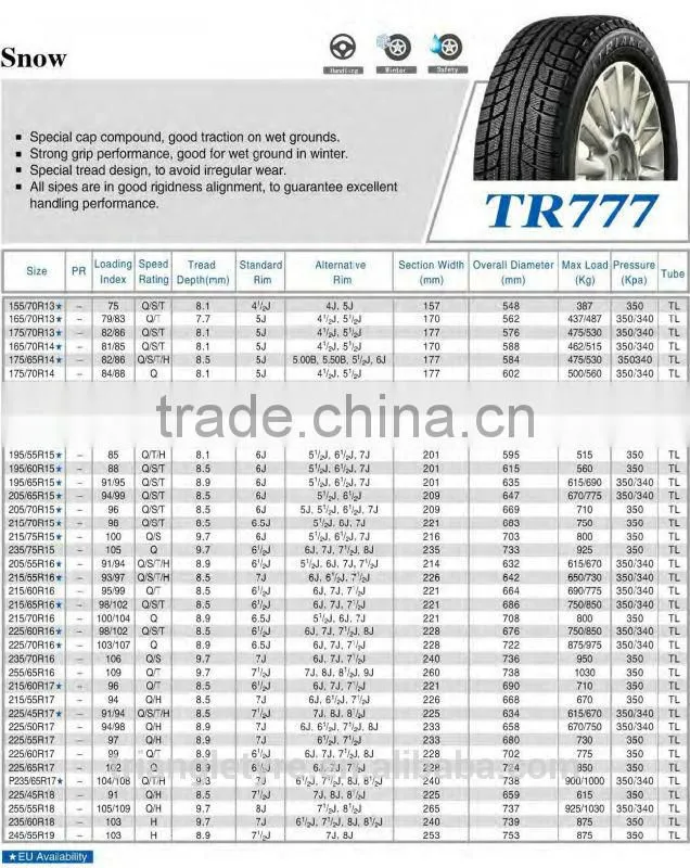 alibaba china triangle snow tyre 155/70R13 TR777 china top brand tire