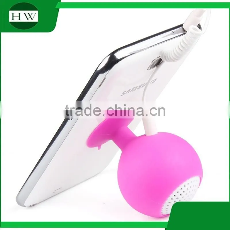 silicone sucker holder music powered amplifier mobile phone sound box mini speaker portable speaker