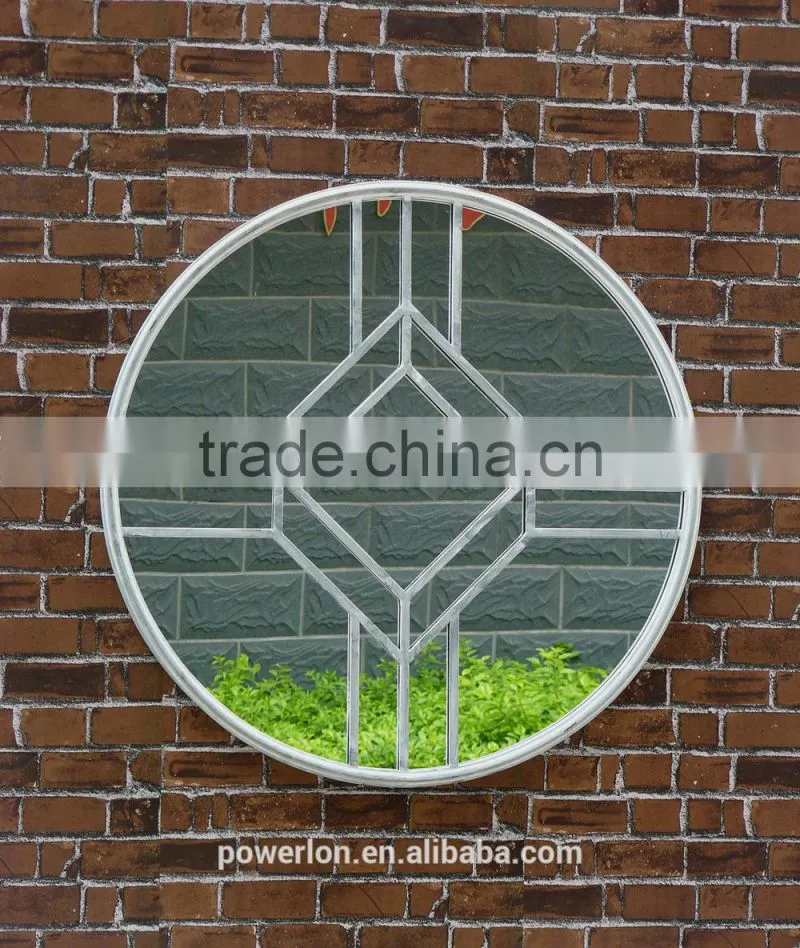 Antique Iron Frame Garden Round Wall Mirror