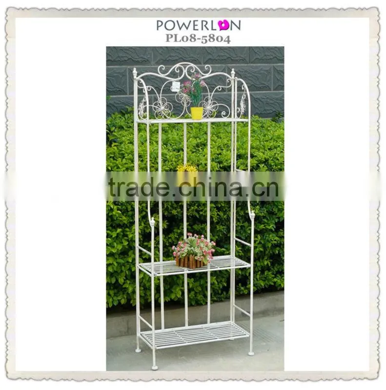 vintage white metal garden flower shelf