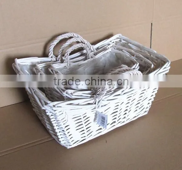 100%Handmade plastic lined wicker baskets for plants baskets for potted plants