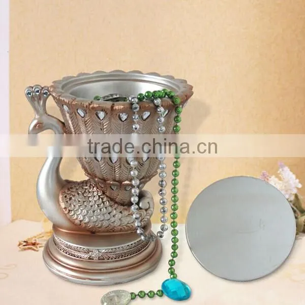 European ancient silver high-grade peacock trinket boxes