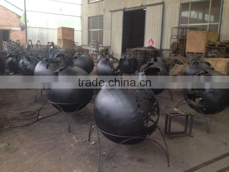 Large Spherical Outdoor Decorated steel firepit sphere