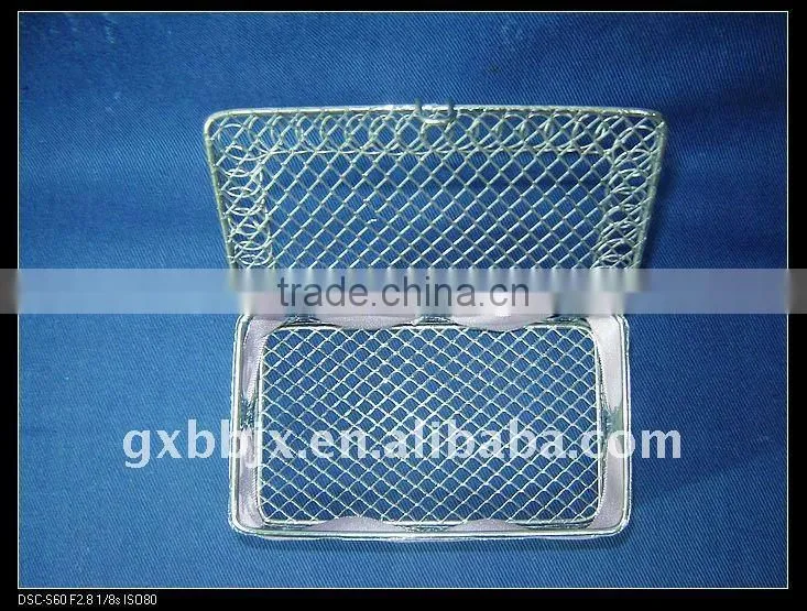 Silver rectangle wire decorative with purple coloured ribbon storage chinese new year gift