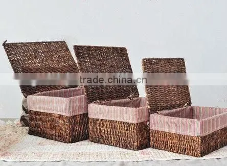 Set of three Coffee Corn rope storage box