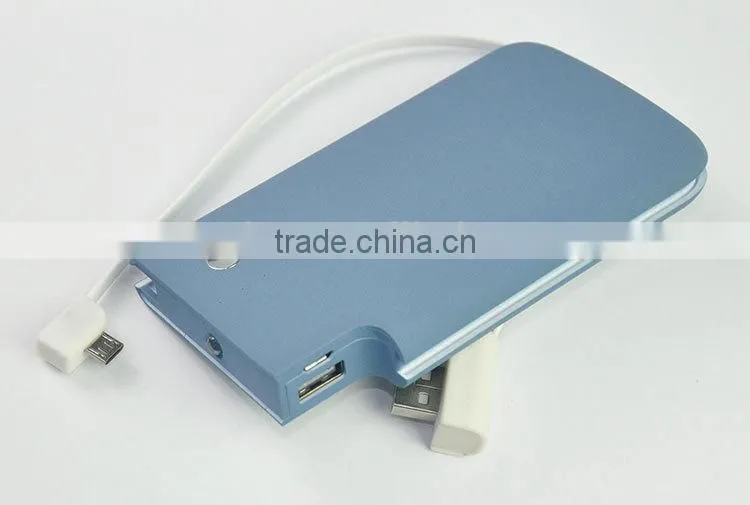 power bank factory credit card power bank with built in cable for samsung galaxy tab