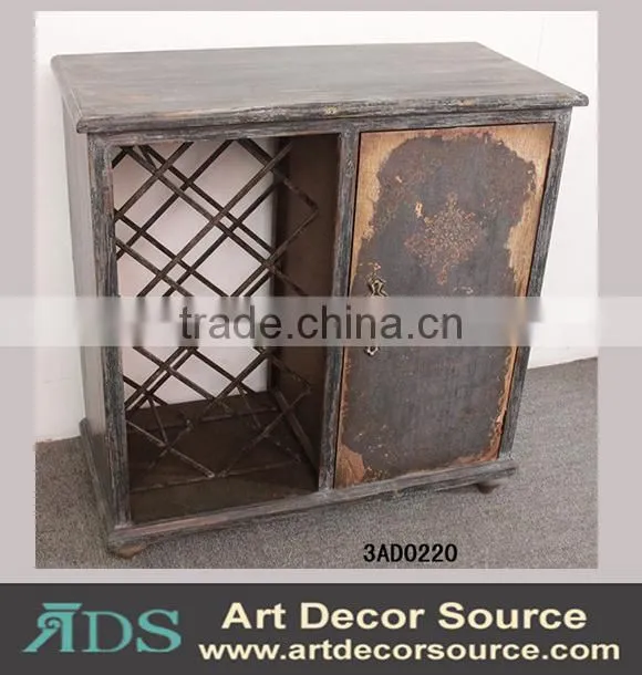 Antique wood floating wall shelf with drawers&hooks