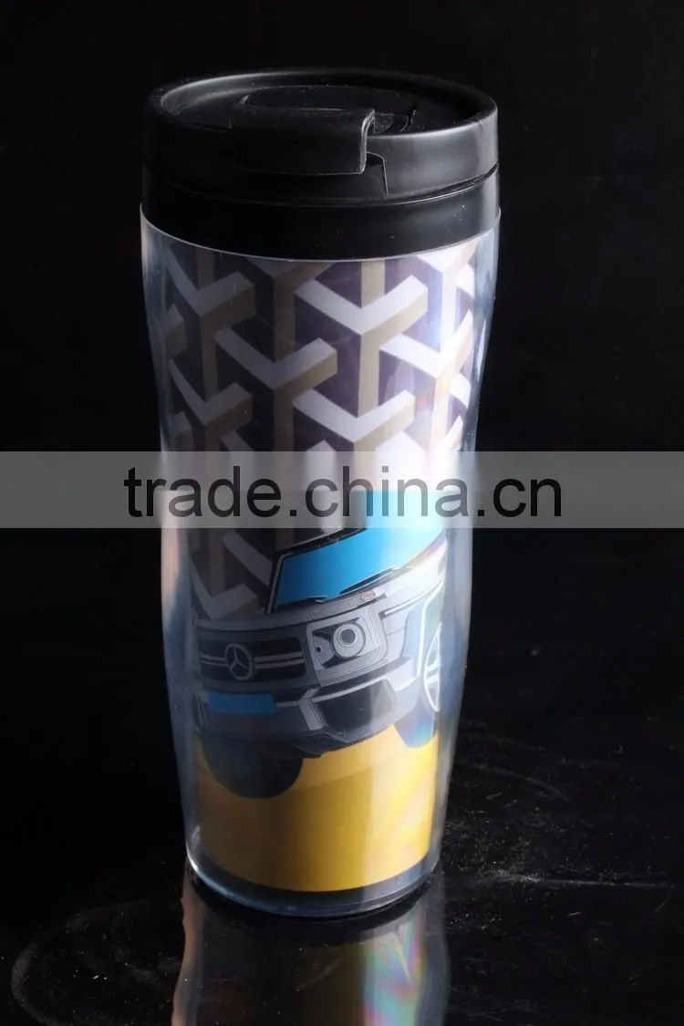 Plastic Double wall travel custom coffee mug
