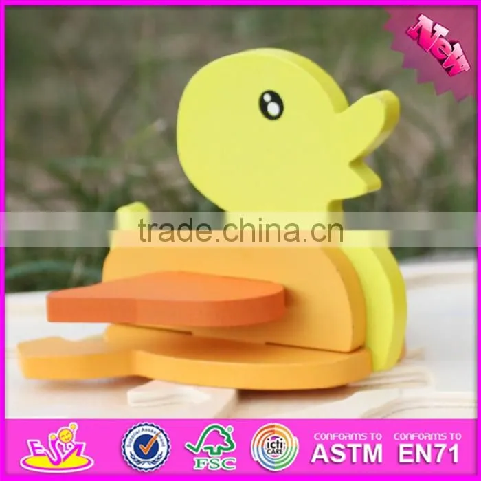 2017 New product funny 3d duck children wooden animal puzzles for toddlers W14G043
