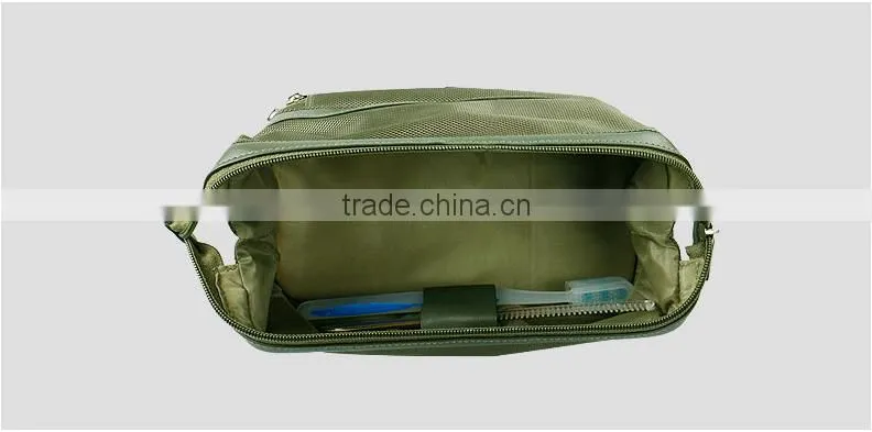 Fashion PU+polyester folding men toiletry bag for travel
