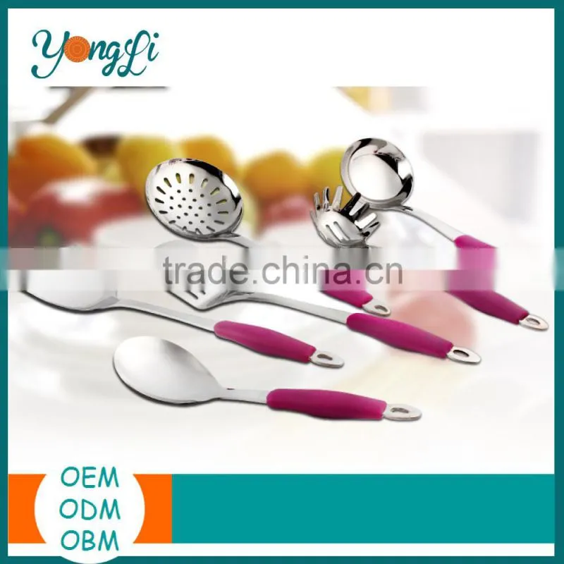 Wholesale Silicone Handle 6 pieces Set Kitchen Stainless Steel Cooking Tools Set
