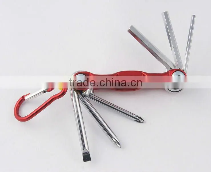 2014 new Stock pocket mini multi aluminium oxide promotion bike keychain tools 603-6