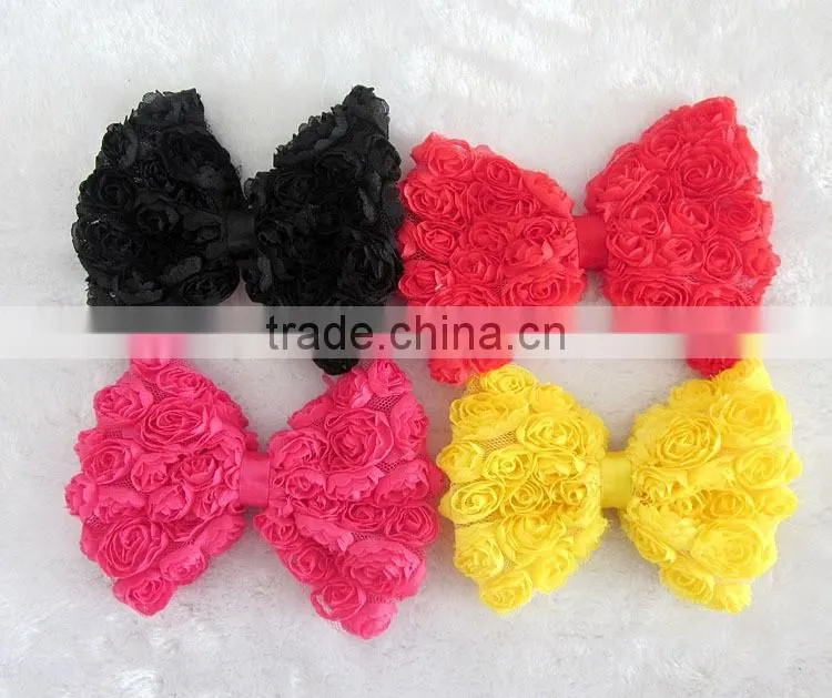 shabby bow flower clip for kids hair accessories
