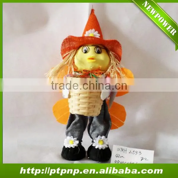 Holiday scarecrow with bamboo pot