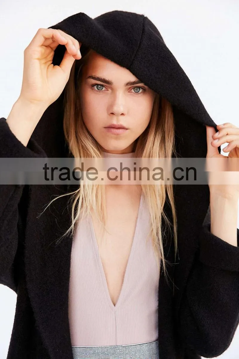 Cozy Hooded Open Longline Sweater Coat Oversized Fit Women's Winter Long Mature Coat Latest Design
