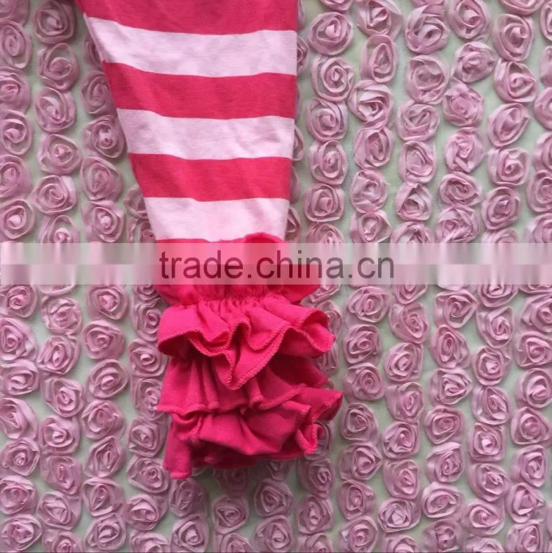 2016 new fashion baby spring 100% cotton stripe with soild color fuller ruffle icing pants