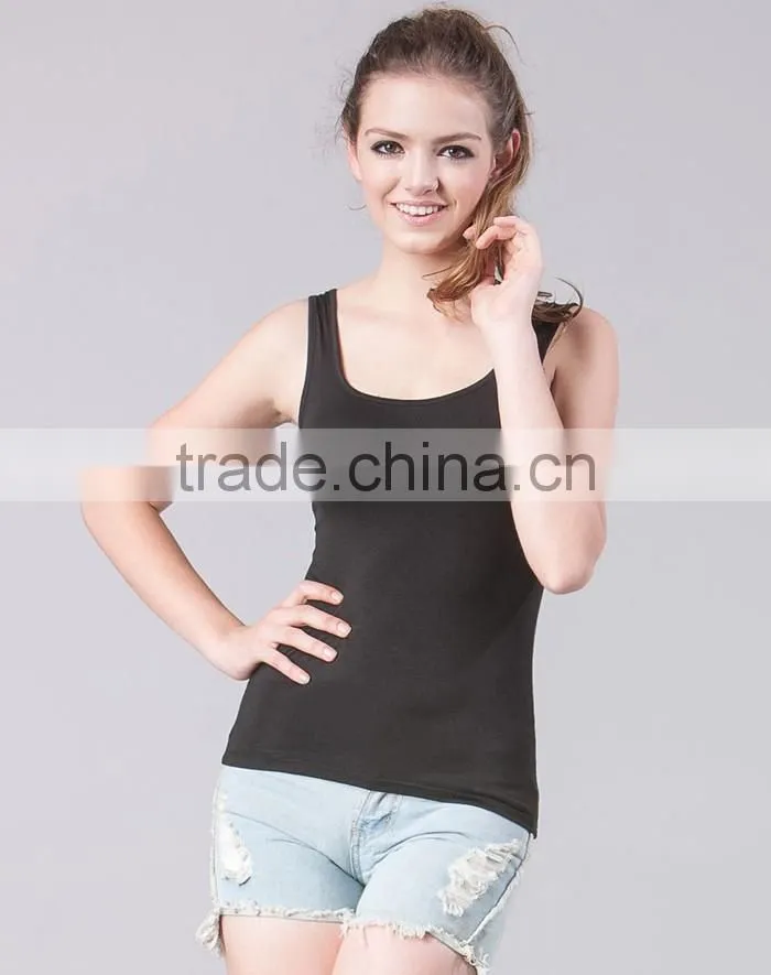 Most popular slim fit black cotton blank plain ladies sexy vest wholesale