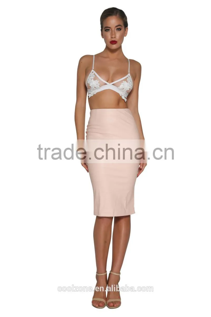 Wholesale PU leather pencil skirt fashion leather skirt women
