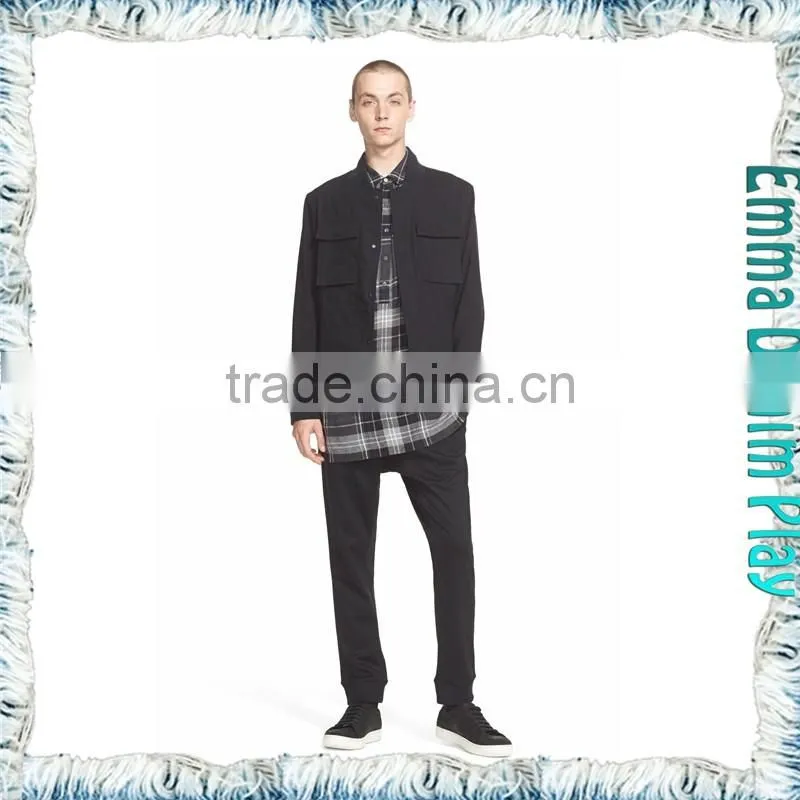 2016 Simple Design Stylish Style Men Regular Fit Black Denim Jacket Wholesale