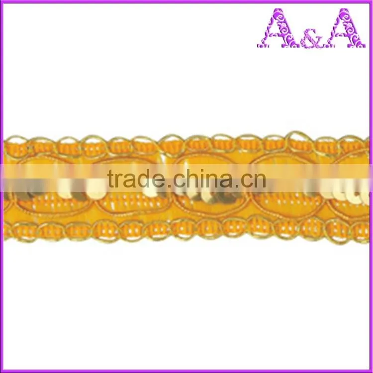 Wholesale black braided embroidered woven decorative metal chain trim