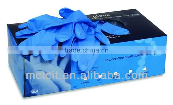 CE&ISO approved disposable blue violet color powdered powder free nitrile gloves