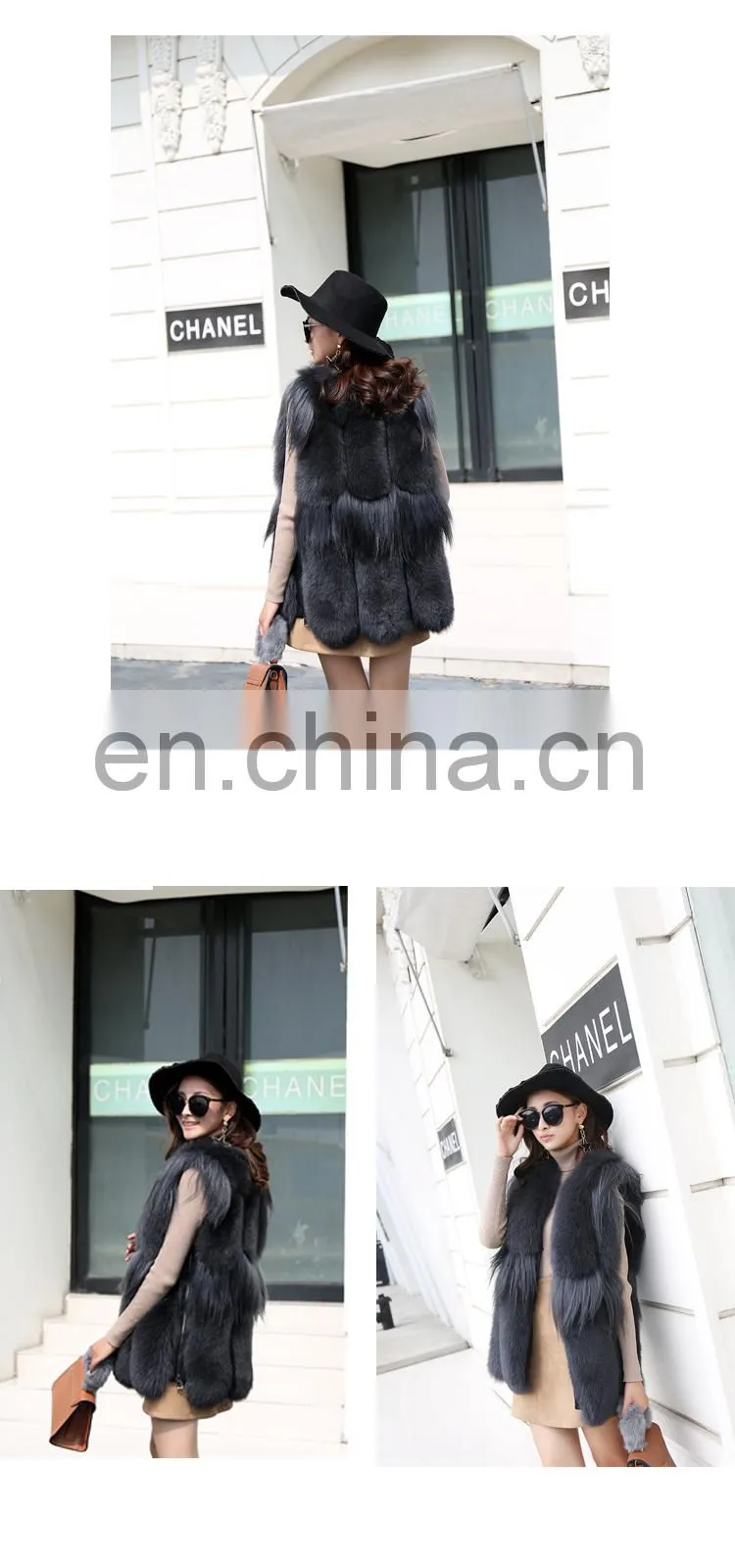 2017 Fashionable Beautiful Women Winter Real Fox Fur Fashion Vest