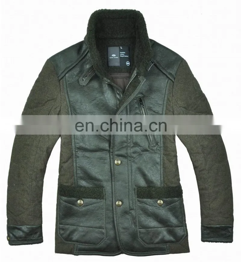 2015 lastest fashion mens handsome long green leather jacket