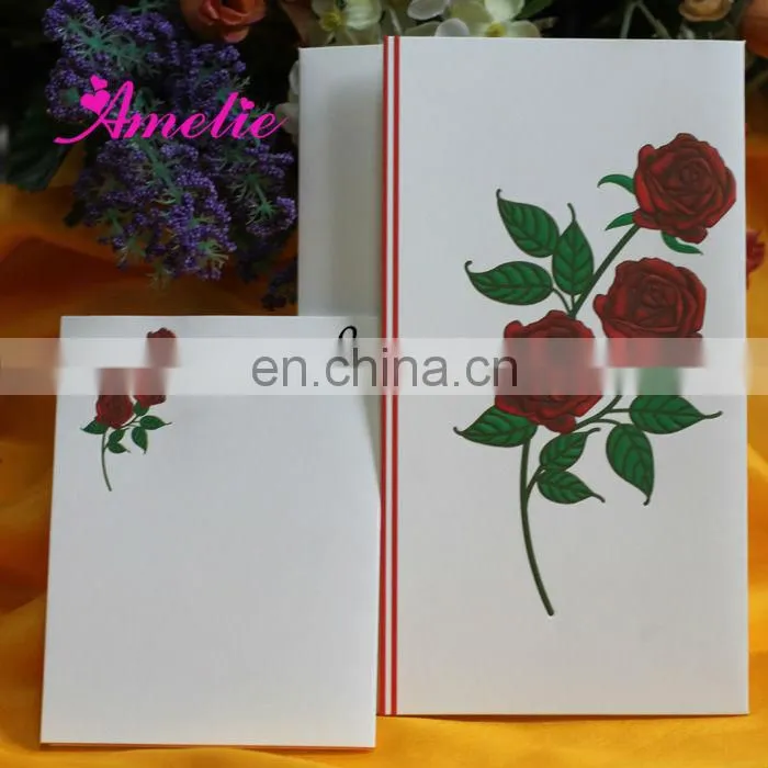 A018 New Arrival Rose Flower Design wedding invitation cards models