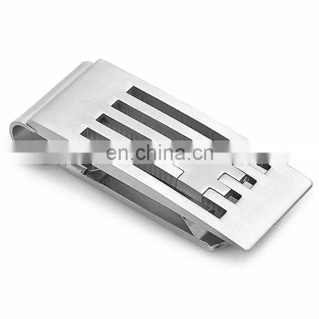 Metal spring loaded money clip with custom design